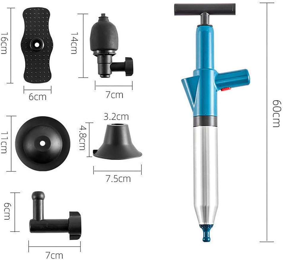 Toilet Plunger, High Pressure Drain Plunger, Air Drain Blaster, Manual Toilet Clog Tool, with Adjustable Real-time Pressure Display, for Bathroom, Floor, Kitchen Clogged