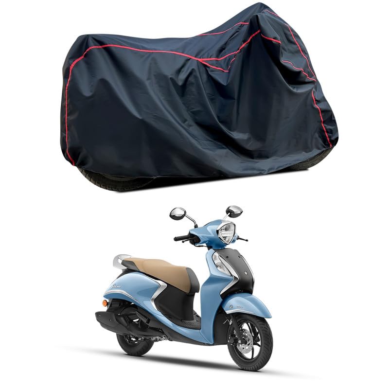 Image of Waterproof Scooter Cover Compatible with Yamaha Fascino 125 Fabric UV Protection (Black)