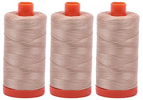Bundle de 3 bobinas grandes de hilo algodón beige miniatura 1