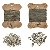 Das Paket beinhaltet: 2x5m Eisen Twisted Ketten + 100 Stück Jump Ringe + 20 Stück Karabinerverschlüsse.