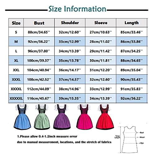 minjiSF Dames plus size Duitse jurk vierkante hals schort Oktoberfest bier meisje kostuum - Afbeelding 6