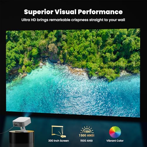 Image of [1500 ANSI /Built-in APPs] Smart Projector with Wifi and Bluetooth: NICPOW Native 1080P Outdoor Projector, Compatible with Netflix, Auto Focus & Keystone, Portable Proyector for Home & Outdoor Use