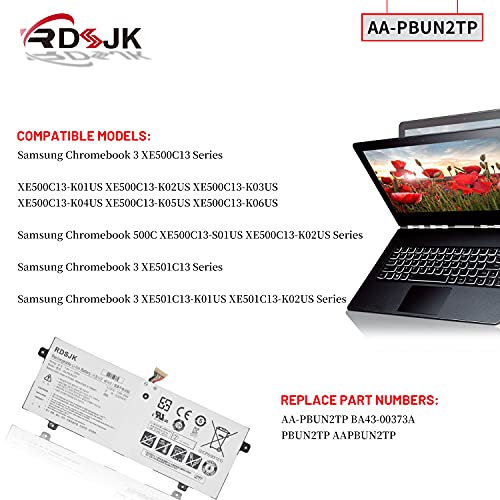 Aa-Pbun2Tp Laptop Battery For Samsung Chromebook 3 Xe500C13 Xe500C13-K01Us Xe500C13-K02Us Xe500C13-K03Us K04Us K05Us K06Us Xe500C13-S01Us Xe501C13-K01Us Xe501C13-K02Us Nt500R3M Nt500R3W 7.6V 33Wh #TOP2