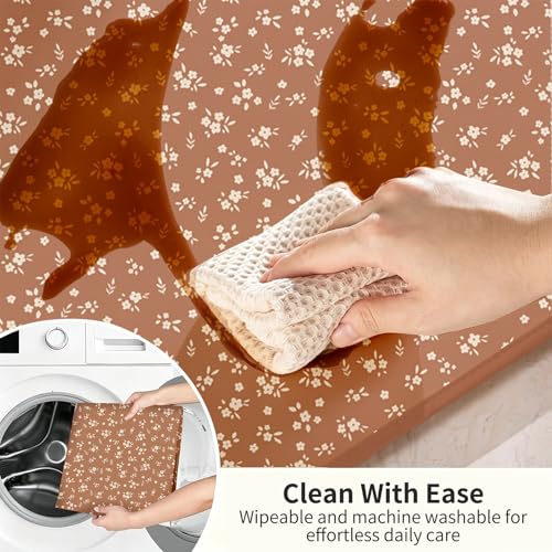 Image of Baby Splat Mat for Under High Chair, 51 x 51 Inch | Polyester Splash Mat, Stain-Proof, Wipe-Clean, Thin & Light, Portable. Use As Food , Tablecloth, Picnic,Play ,Floor Mat