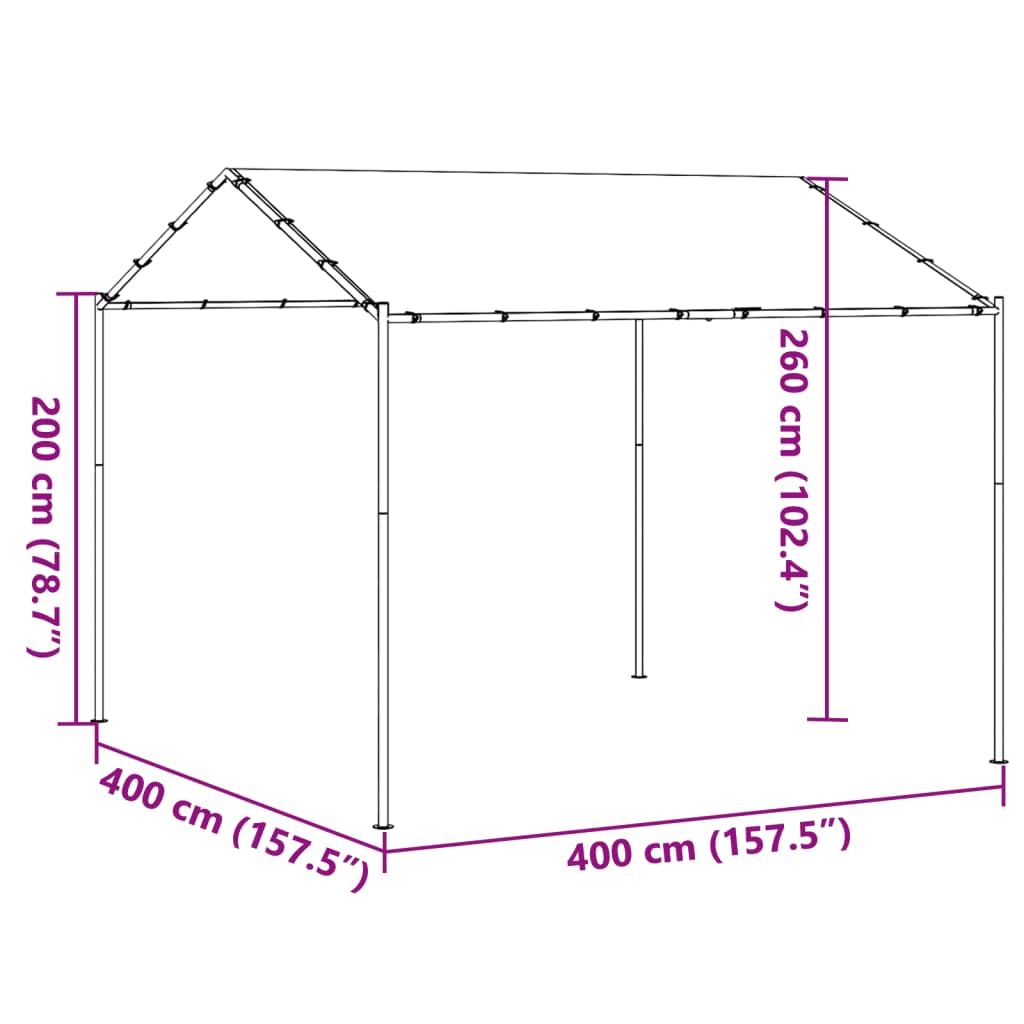 Gartenpavillon Beige 4x4 m mit pulverbeschichtetem Stahlgestell und wasserabweisendem Polyesterdach für Terrasse Camping Outdoor mit Stabiler Überdachung und wetterfestem Regenschutz