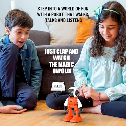 Image of Mirana Moonwalker | Smart Interactive Chat-GPT AI Robot Toy for Kids | USB Rechargeable Type-C | AR Games & in-Built Bluetooth Speaker | Remote & App Controlled | Gift for Boys & Girls 2+ Years (Red)