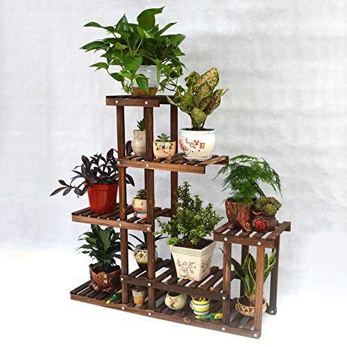 Preisvergleich Produktbild BALLSHOP Blumenständer Pflanzenständer Blumenregal Pflanzenregal Holz 95x25x95cm Mehrstöckig für Innen Balkon Outdoor Indoor Garten Wohzimmer Deko