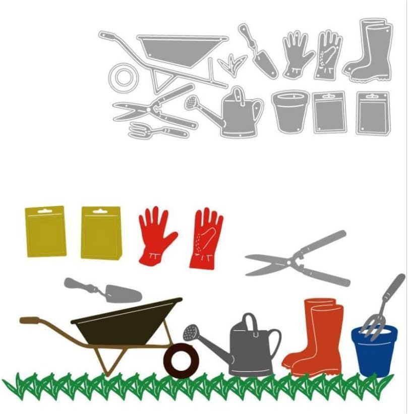 JIHFOHHA 8Set Garden Tools Cutting Die Embossing Metal Dies Cut for DIY Scrapbooking Album Decorative Paper Crafting Card Making