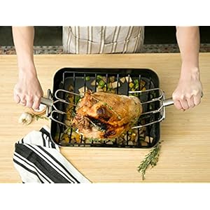 Rsvp international endurance stainless steel turkey roast lifters set of 2 transfer turkey or ham easily long handles for strong grip dishwasher safe great for thanksgiving  urban country home decor