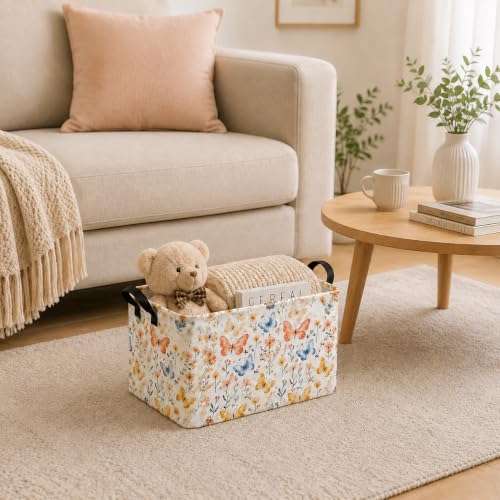 Image of Rectangle Storage Basket Fall Wildflower Decor Cute Bins for Girls