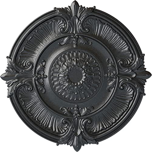 Ekena Millwork CM53ATPES Attica Acanthus Leaf Ceiling Medallion, 53 1/2"OD x 3 1/2"P (Fits Canopies up to 4 5/8"), Hand-Painted Pewter