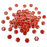 100 Pieces Red Hexagon Mosaic Tiles for Crafts Bulk, Assorted Colors Mosaic Tiny Tiles Ceramic Tiles for Mosaic Stepping Stones Mosaic Crafts Making - 0.35 Inch