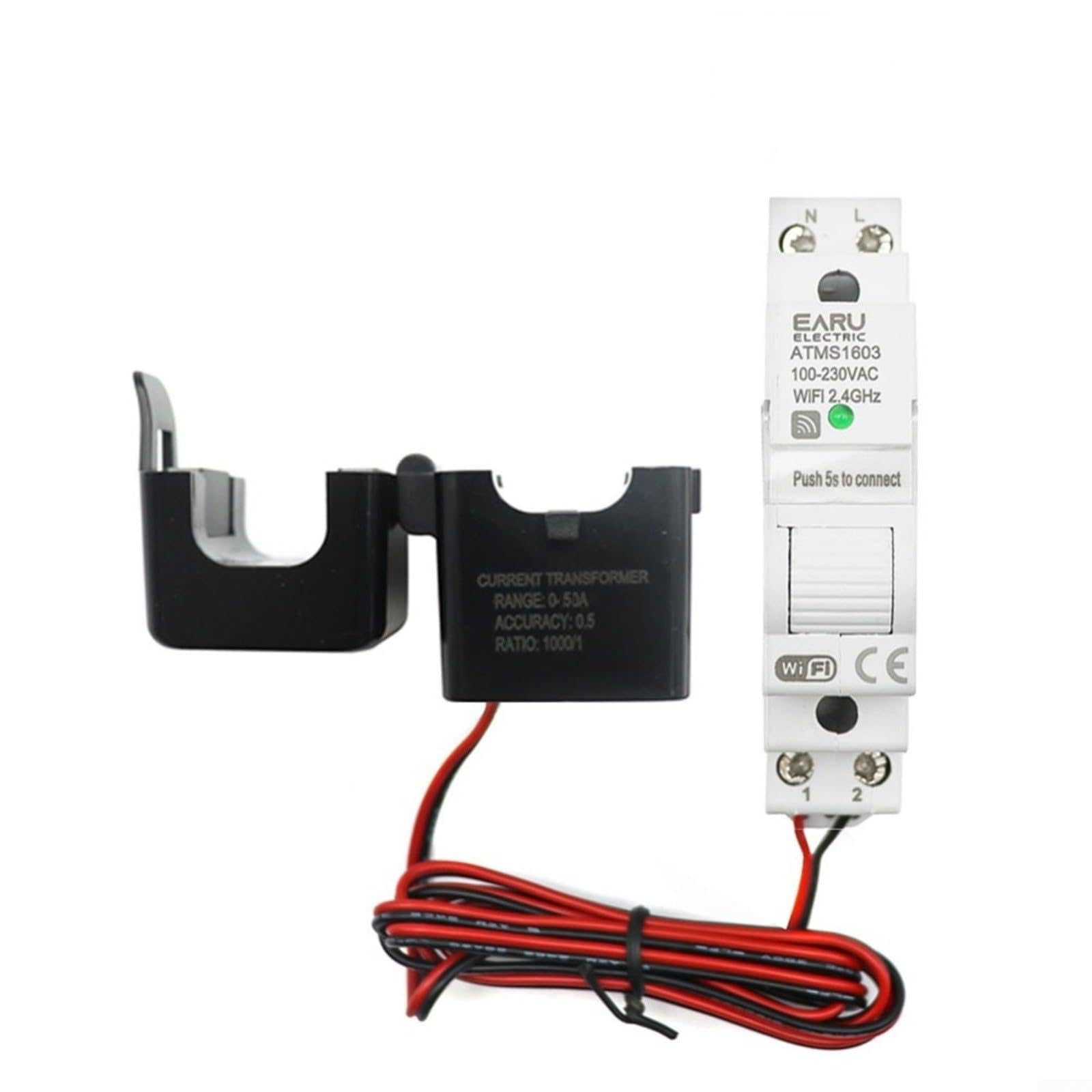 Para Tuya Smart WiFi, medidor de electricidad, carril DIN de 1 fase, contador de energía con control de aplicación, pantalla LCD para voltaje/corriente/kWh, compatible con Tuya Smart, 100-240