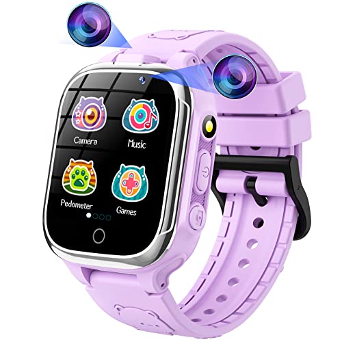 Kesasohe Montre Intelligente pour Enfants 24 Jeux - Podomètre Calorique avec 2 Caméras Musique Lampe Poche Réveil Calculatrice Enfantpour, Connectée Smartwatch Cadeaux Garçons et Filles de 3-12 Ans