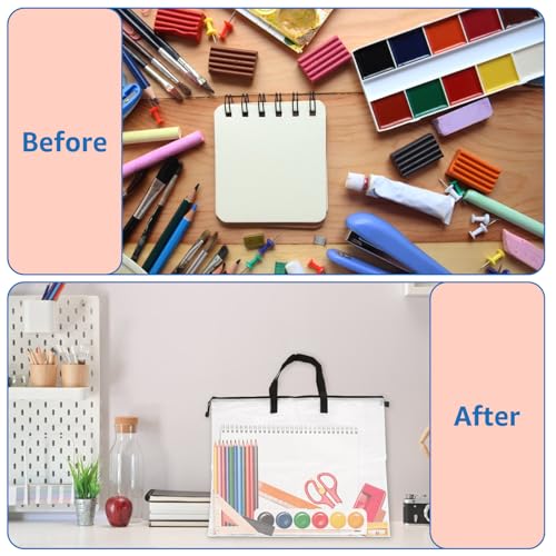 Image of SHUESS 10 Pack Art Portfolio Bag with Handle and Zipper, 18 x 24 Inch Bag Poster Storage Bag Board Holder, Mesh Folder Organizers for Large Posters, Poster Board, Painting, Bulletin Boards