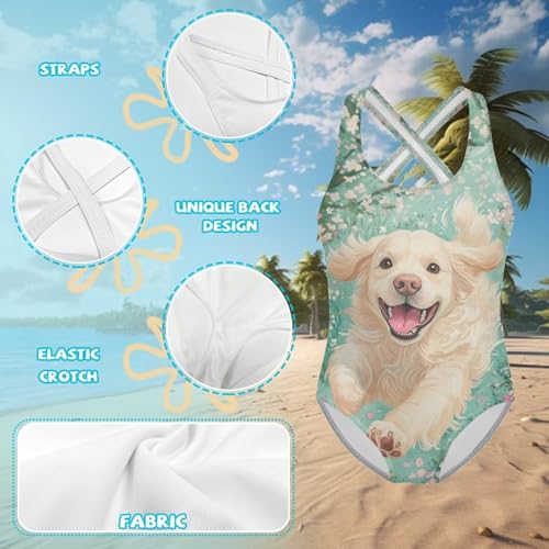 Image of One Piece Swimsuit Girls Cross-Back Bathing Suit 5-14Y Kids Swimwear Cute Swimsuits Sleeveless Bathing Suits