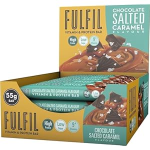 Fulfil Vitamin and Protein Bar (15 x 55 g Bars), Chocolate Salted Caramel Flavour, 20 g High Protein, 9 Vitamins, Low Sugar