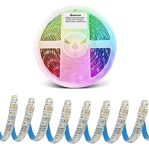 Image of GIDEALED RGBWW LED Strip Lights 2700K~6500K, Warm White Cool White & 16 Million RGB Color Changing,5050 RGBCCT LED Strip Dimmable,DC 12V RGBWW LED Light Strip 16.4ft only