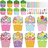 Pasimy 24 Sets Card Making Kits DIY Handmade Greeting Card Kits for Kids with Flowers Stickers Envelopes Ribbon for Preschool Primary School Kids Classroom Mother's Day Make Your Own Crafts Gifts