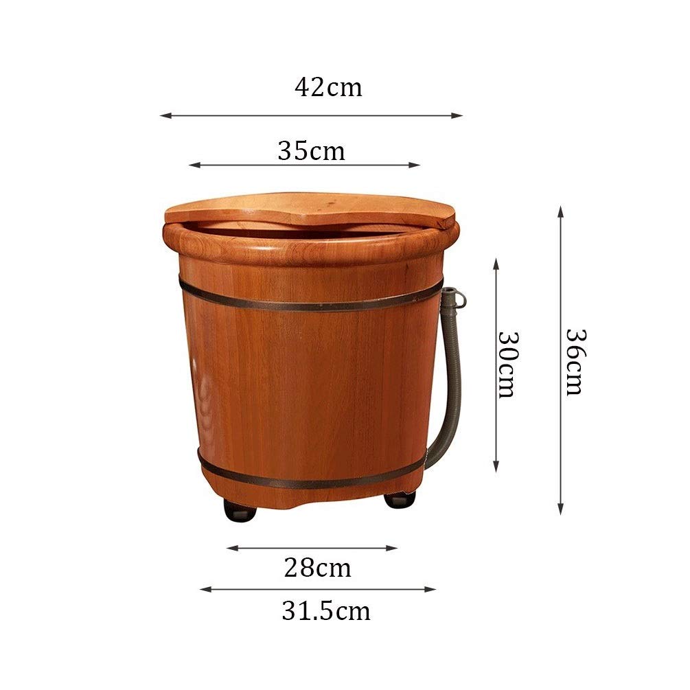 Secchio per pediluvio in legno Secchio in legno per pedicure, vasca idromassaggio per pediluvio con ruota e coperchio, vaschetta per pediluvio per ammollo piedi, secchio per immersione piedi con