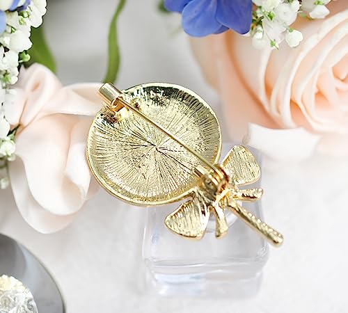 Image of Gyn&Joy Golden Tone Clear Crystal Rhinestone Enamel Faux Pearl Lollipop Candy Brooch Pin Lapel Pin BZ160