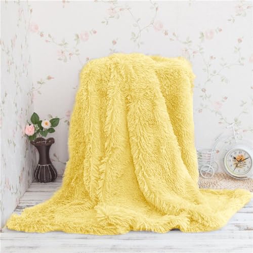 Image of Shaggy Faux Fur Fabric, Super Soft, 6 X 5 Feet (Yellow)