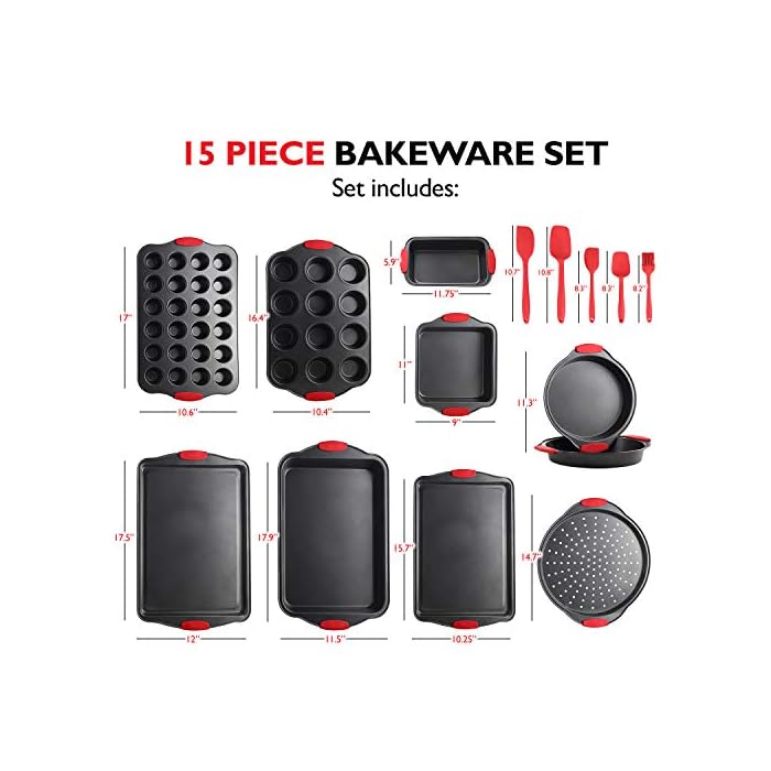 Buy Eatex Baking Pans Set 15PC Baking Set with Silicone Handles
