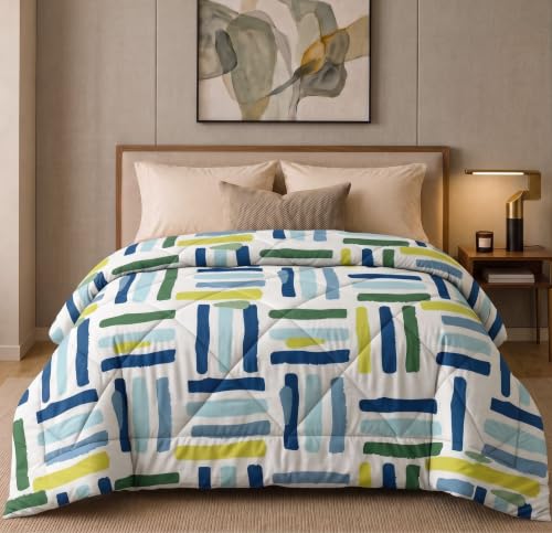 Image of HOMEKART 220 GSM Reversible Microfiber AC Comforter /Duvets for Mild Winter | All Season Single Size 3 Layered Quilted Blanket for Single Bed (230 cm x 150 cm,Multicolour)