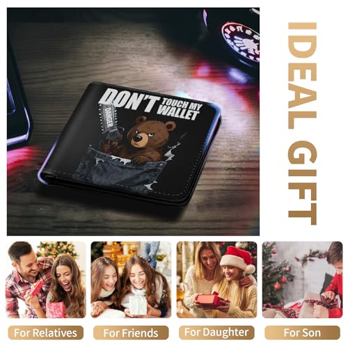 Image of Bistup Teen Boys Cool Wallet - Men Mens Don't Touch My Wallet Leather Credit Id Card Cash Holder Man Black Rfid Blocking Zipper Wallets With Coin Pocket Id Window Aesthetic Teen Boy Male Youth Guys