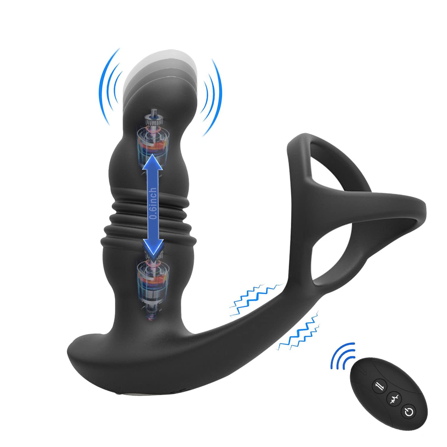 3 IN 1 Vibratore Anale con Anello per Pene, Giocattoli Sessuali Anali Maschili con 10 Modalità di Spinta e Vibrazione, Giocattoli SessualiVibratore
