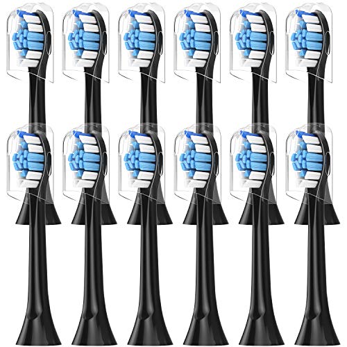 ITECHNIK Ersatzbürstenkopf Kompatibel Mit Philips Sonicare 'Snap on' Elektrischer Zahnbürste 12er Pack Schwarze Ersatzbürste
