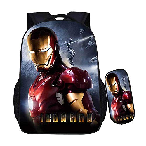 Juego de mochila infantil de 2 piezas  diseño de Los Vengadores  escuela  3D  Iron Man