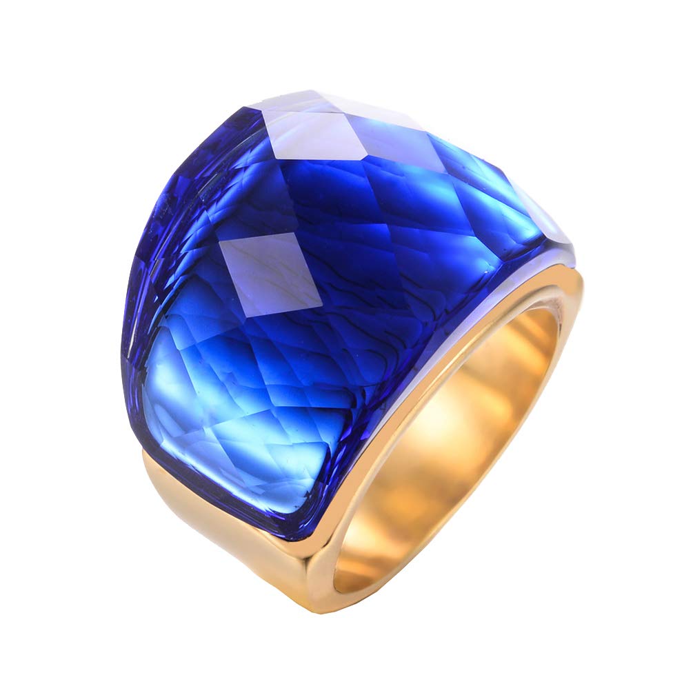 HIJONES Men Women Stainless Steel Cubic Zirconia Royal Crystal Rings Wrap Band Cocktail Style