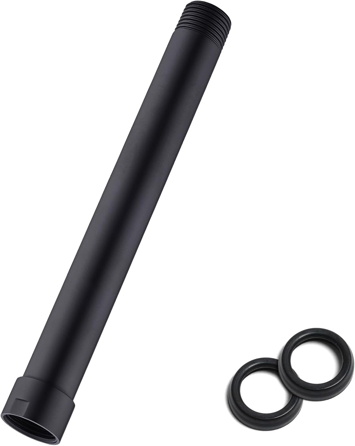 Black Shower Head Extension Arm 8 Inches, Shower Arm Extender for Rain and Handheld Shower Head, Solid Stainless Steel Straight Bathroom Extension Arm,Female to Male NPT 1/2 Inch