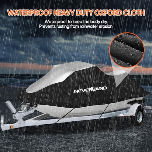 Image of NEVERLAND Jet Ski Cover Suitable for 2 3 Seater Jetski Covers Heavy Duty Waterproof with 2 Air Vent Marine Grade UV Resistant Compatible with Yamaha Sea-Doo Lengths 120 inch to 135 inch