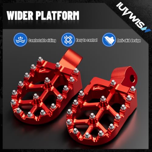 Image of Dirt Bike Foot Pegs Footpegs Rest Pedal CNC for MX 650 500 MX650 MX500 SX500 MX350 Electric Dirt Bike Red