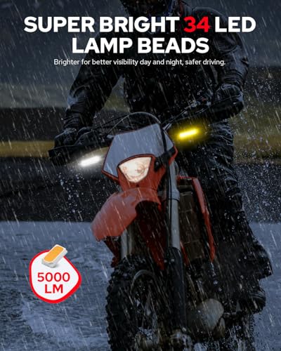 Image of Benlari 4PCS Flowing Motorcycle Turn Signals With Running Lights, Front & Rear Turn Signal Brake Light 12V Fit for Harley Honda Yamaha Triumph, White /Red /Amber