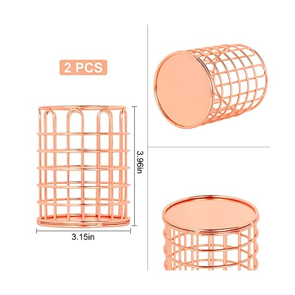 NBFBA 2 StüCke Aushöhlen Stifthalter Roségold Bleistift Pot Multifunktionaler Schreibtisch Organisator Bleistifthalter – Bild 3