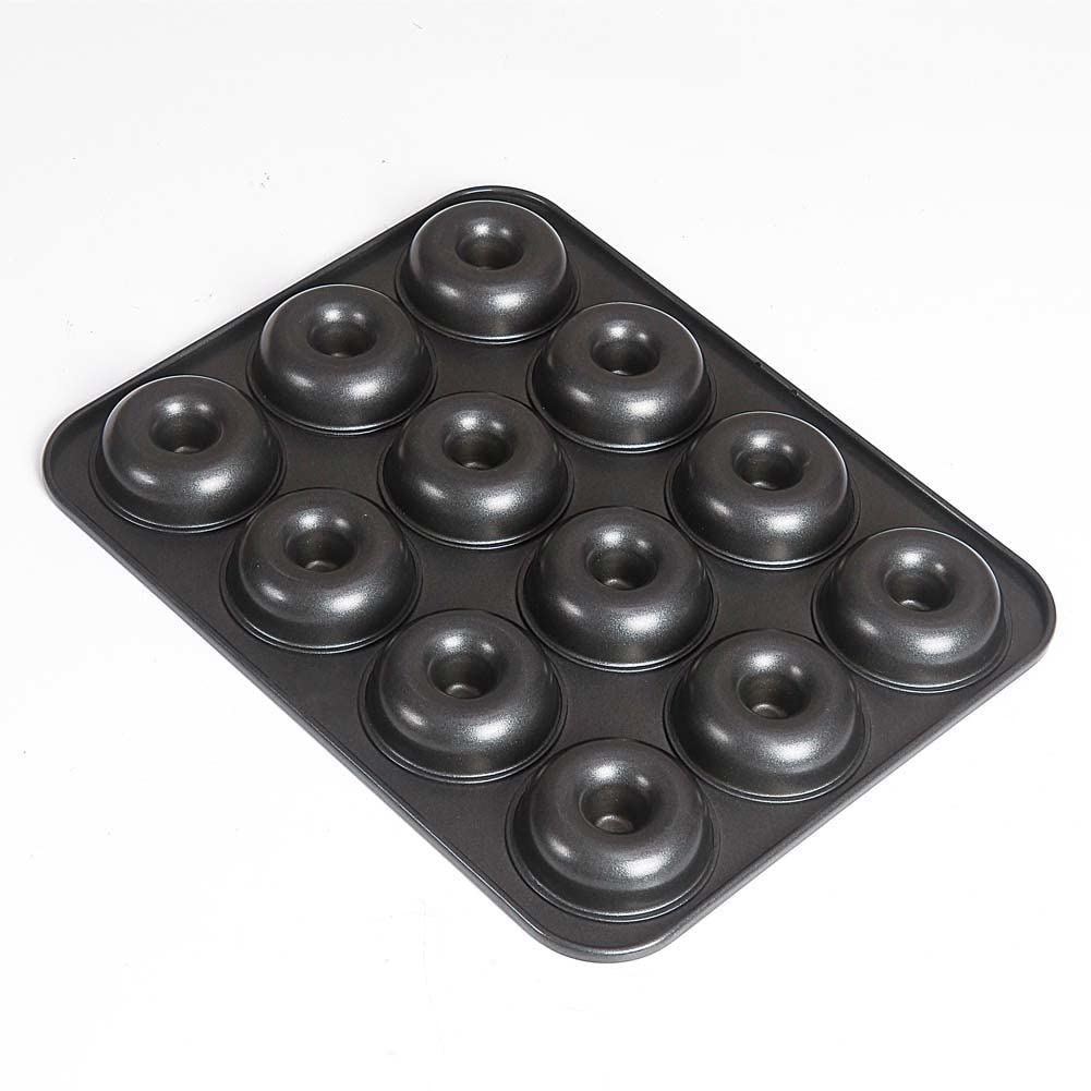 CANDeal Bandeja para hornear rosquillas de 12 agujeros Lata para rosquillas, Lata para hornear rosquillas antiadherente, Lata para pasteles de rosquillas, Molde para rosquillas Bandejas