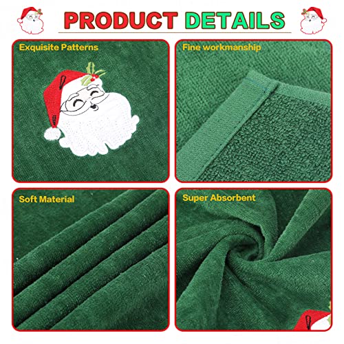 Christmas Kitchen Towels Set Of 6, Cotton Christmas Hand Towels For Bathroom, Embroidery Design Holiday Tea Towels Fingertip Towels, Soft Kitchen Dish Towel, 12X18" (Red Green White) #TOP2