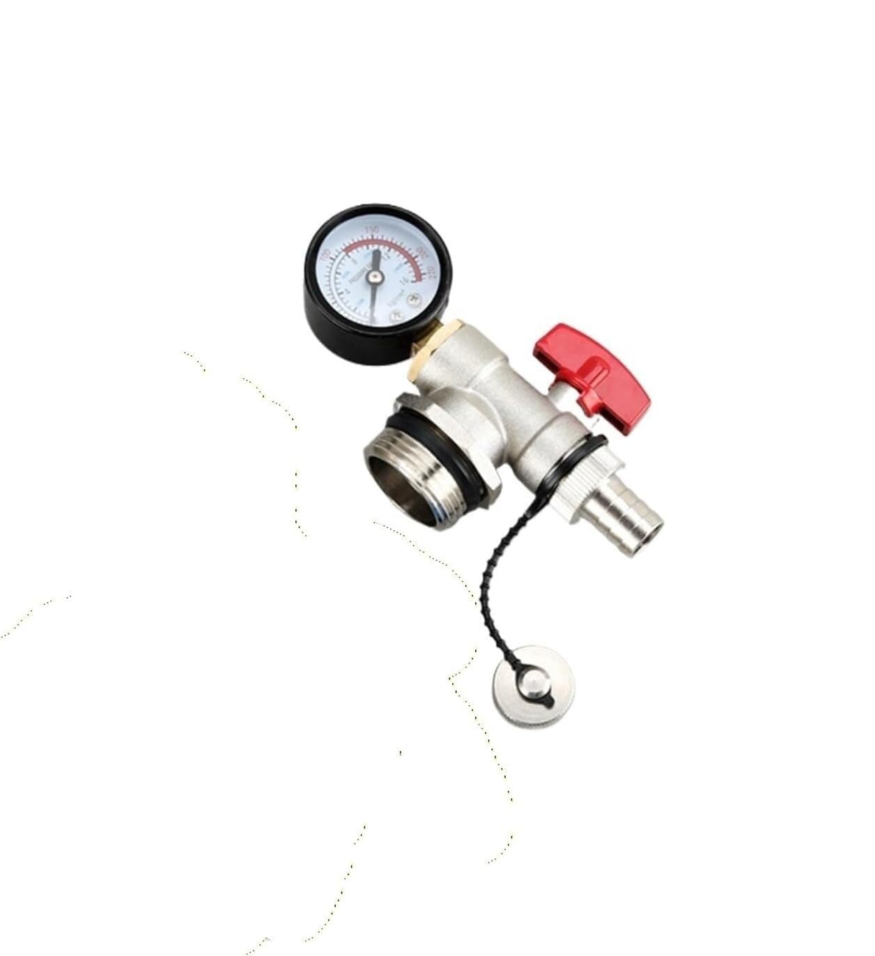 1 Inch Full Copper Manifold Vent Assembly with Auto Vent, Pressure Gauge & Drain Valve - Triple Tailpiece - 1PC