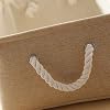 Collapsible Canvas Fabric Storage Bin Basket with Rope Handles (Beige, XLarge)