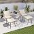 WenHaus 5 Pieces Patio Conversation Bistro Set, Outdoor Wicker with Ottoman,Table & Cushions,All-Weather Wicker Furniture Set for Porch, Backyard, Balcony, Garden