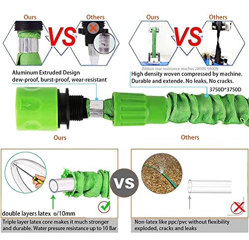 Tuyau d'arrosage extensible 30m VENQI vert avec buse 8 modes