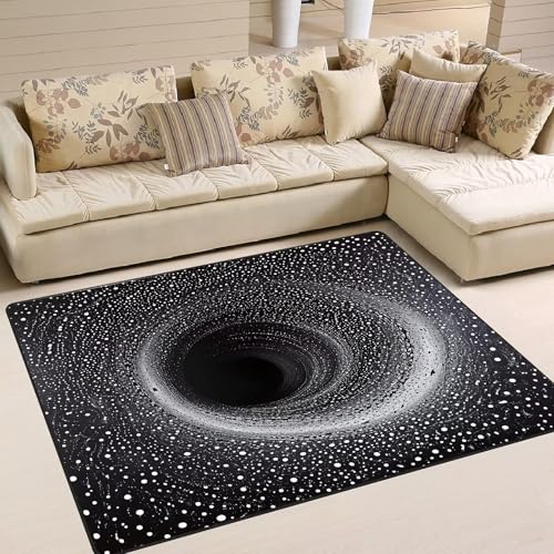 Tapete Decorativo Vortex Negro y Blanco 2'x3' miniatura 1