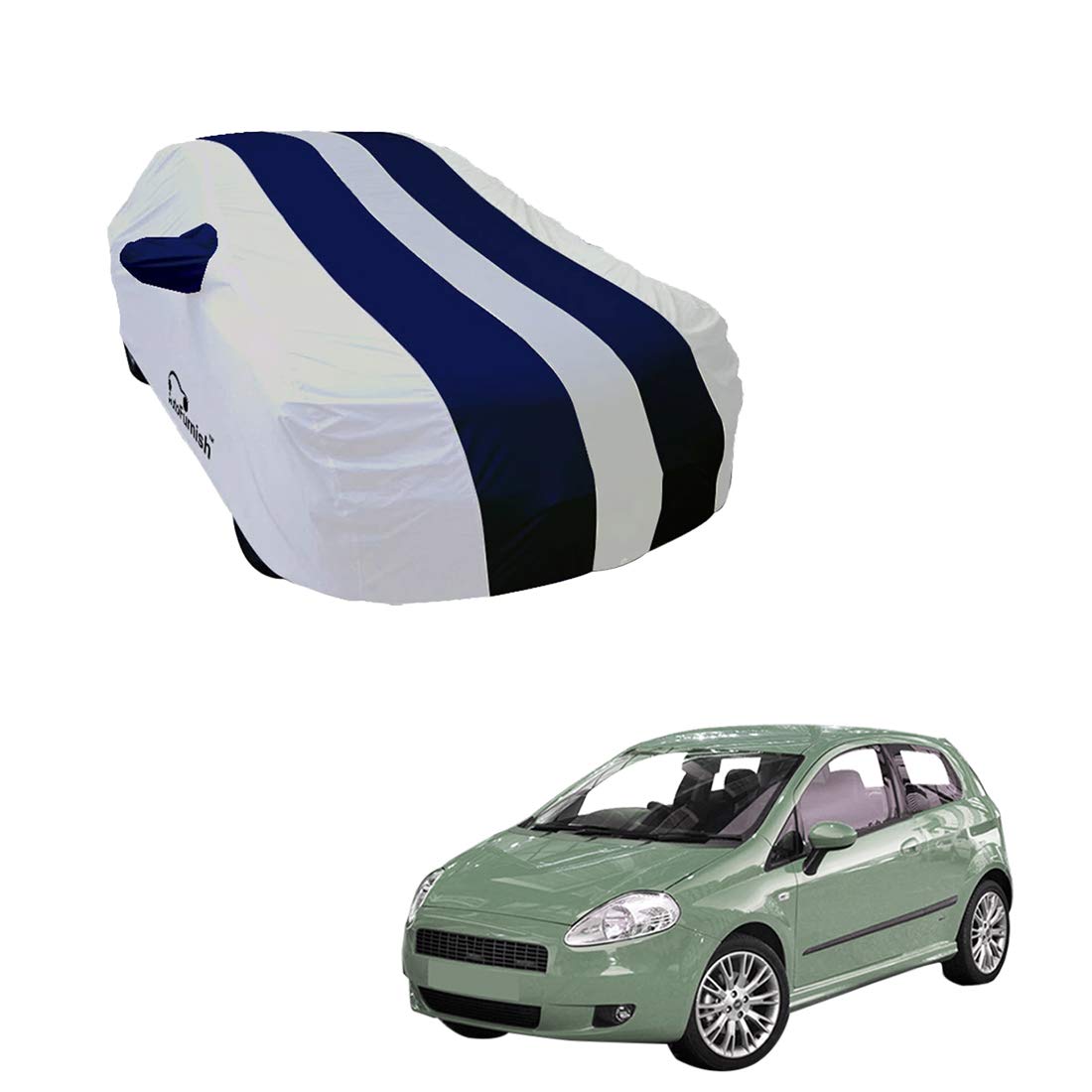 AutoFurnish ARC Blue Car Cover - Fiat Punto | Water Resistant | Stripe  Design | Triple-Stitched