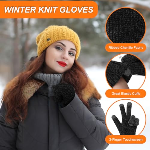 FZ FANTASTIC ZONE Womens Winter Gloves with Touch Screen Thermal Chenille Warm Lining Knit Gloves for Women Cold Weather Gift - Image 3