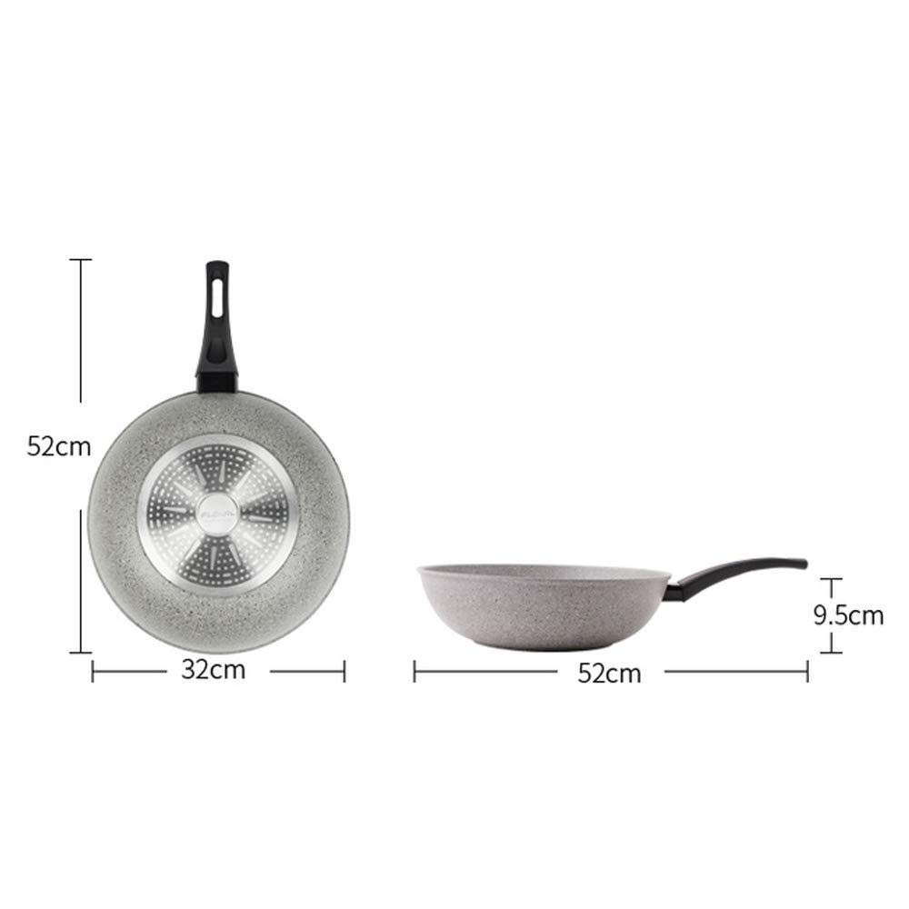 Wok Antiadherente Wok 32cm Cocina De Inducción Estufa De Gas Hogar Universal Frito