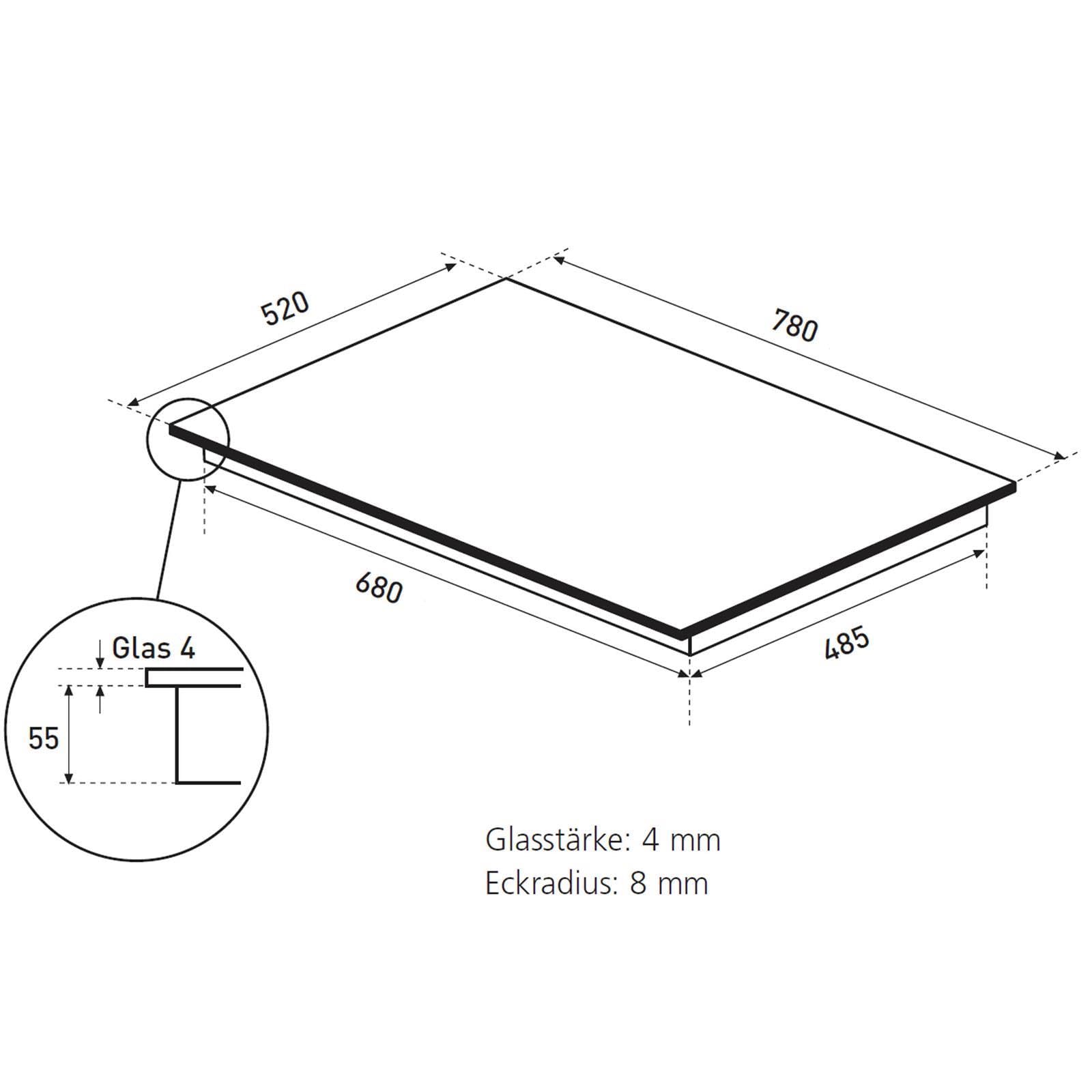 Oranier Induktionskochfeld 80 cm FLI680 - Flächen-Induktion autark mit Multi-Slider-Bedienung & 6 Kochzonen & Kochfeld-Seitenleisten aus Edelstahl