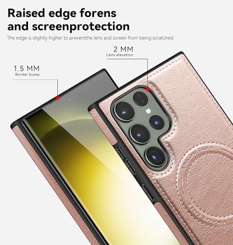 Image of Lunivop for Samsung Galaxy S24 Ultra Case 6.8 inch PU Leather Rose Gold